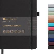 Lined Journal Notebook, 160 Pages, A5 5.7 x 8 inches College Ruled Thick Paper Notebook Journals for Writing, Hardcover Notebooks for Women Men Office School (1 Pack, Black)