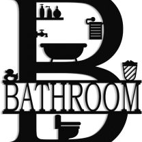 Metal Bathroom Wall Decor, Farmhouse Metal Bathroom Wall Art, Funny Bathroom Sign for Modern Home Hanging Decorations. (Black - 12 x 14 inch)