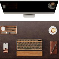 YSAGi Genuine Leather Desk Mat, 35.4"X17" Office Desk Pad, Thick Premium Table Pad with Stitched Line, Non-Slip Laptop Writing Pad with Rubber Base (Dark Brown, 35.4"x17")